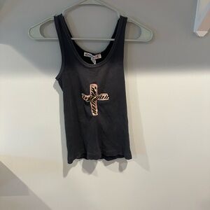 Black/Dark Gray Tank Top with Zebra Cross